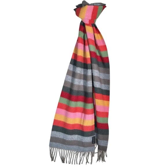 VALENTIN FRAAS Vintage 100% Cashmere Striped Fringe Scarff - Picture 4 of 7